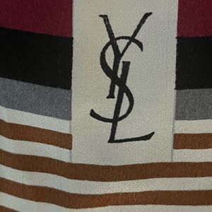 YVES SAINT LAURENT VINTAGE 100% SILK STRIPPED SCARF….⭐️🖤⭐️